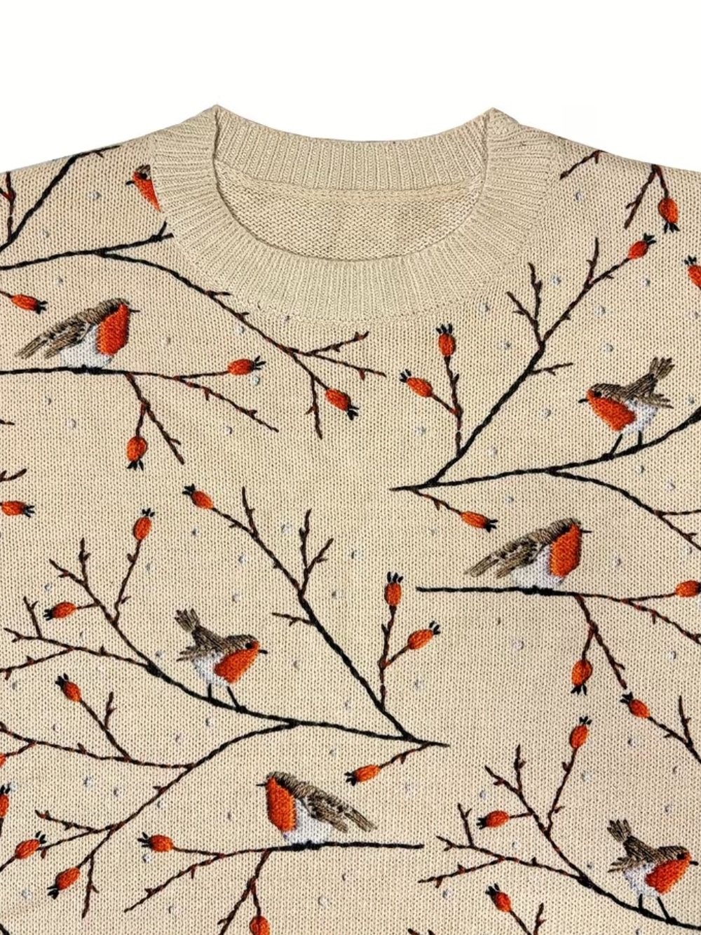 Robin & Berry Branch Print Lightweight Knit Sweater | Soft Fall Winter Pullover - Picture 2 of 9